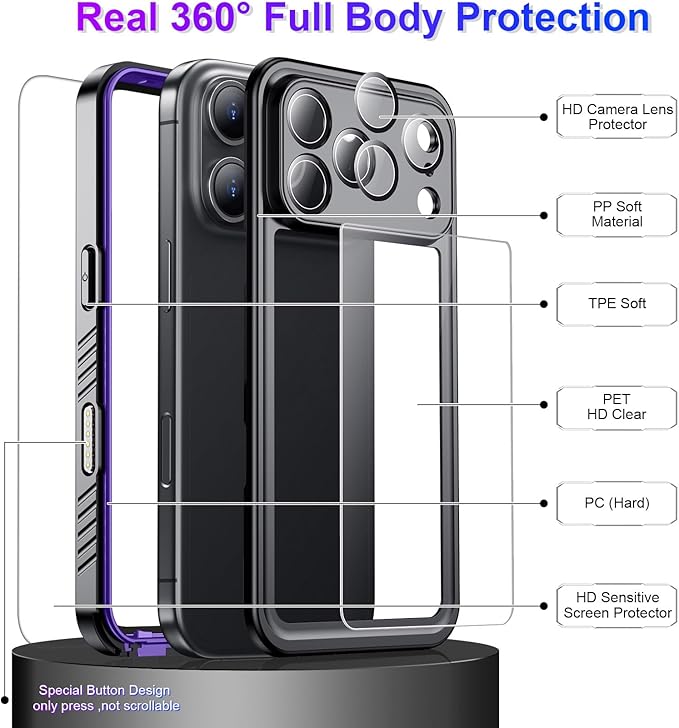 Temdan Compatible with iPhone 17 Pro Case, Waterproof Built-in Screen & Camera - Image 4