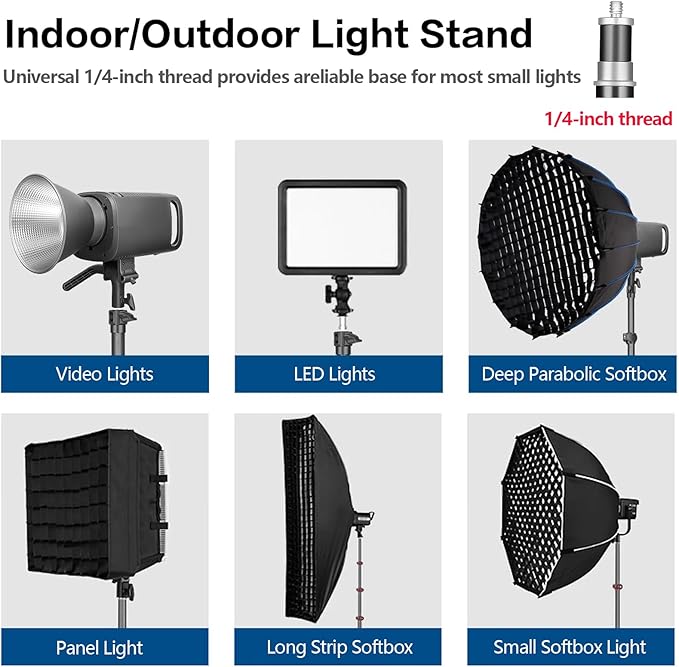 FreeSea Photography Aluminum Light Stand 83in/210cm, Travel Tripod - Image 9