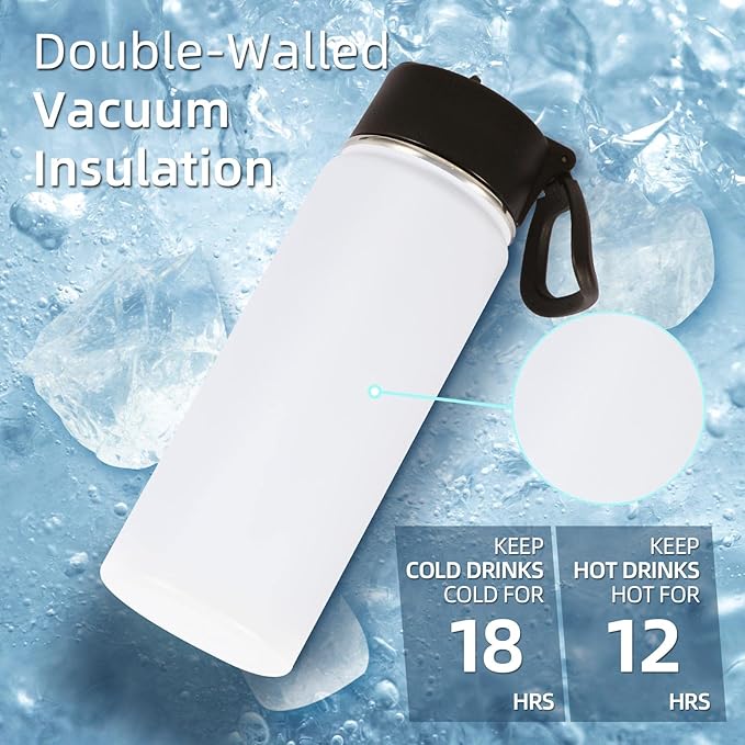 Volhoply 18oz Insulated Water Bottle Bulk 4 Pack, Kids Stainless Steel Water - Image 3