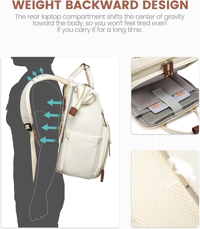 LOVEVOOK Laptop Backpack for Women, 15.6'' Waterproof Nurse Bag Teacher Work - Image 5