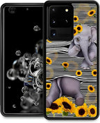 for Samsung Galaxy S20 Ultra Case, Cute Little Elephant Sunflower White Line by FKBRCL4U