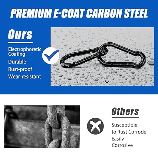 Small Carabiner Clip Hook, 2.75 inch 15 pcs Black Heavy Duty Spring Snap Hook - Image 2