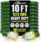 10ft Outdoor/Indoor Extension Cord 12/3 Gauge Extra Heavy Duty 3 Prong SJTW by LifeSupplyUSA