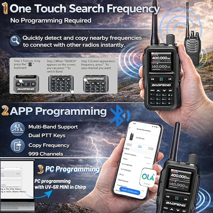 BAOFENG UV-5R Mini Ham Radio: Long Range Handheld Two Way Radio - Image 3