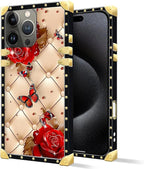 Compatible with iPhone 16 Pro Case, Shining Red Rose Butterfly Leather - Image 2