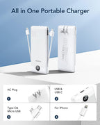 VEGER Portable Charger with Built-in AC Plug and Cables, All in One 10000mAh - Image 2