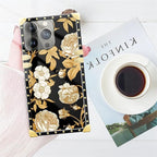 Compatible with iPhone 14 Pro Case, Blooming Rose Golden Flower Luxury Golden - Image 7
