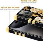 Compatible with iPhone 16 Pro Case, Blooming Rose Golden Flower Luxury Golden - Image 6