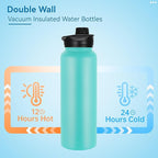 VEGOND 40 oz Insulated Water Bottle Stainless Steel Metal Water Bottles - Image 3