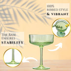 Khen Shatterproof Acrylic Ribbed Vintage Art Deco Martini, Champagne & Cocktail - Image 5