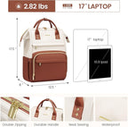 LOVEVOOK Leather Backpack for Women, 17 inch Leather Laptop Backpack Women - Image 4