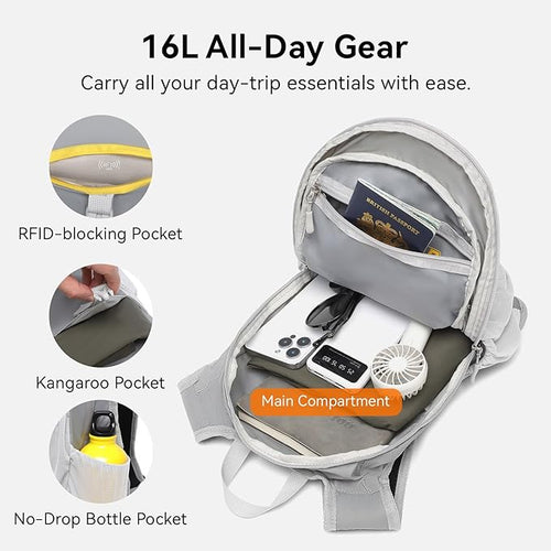 16L Small Hiking Backpack, CROSSGEAR Lightweight Waterproof Foldable Backpack - Image 2
