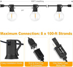 Bosceos 300ft Outdoor G40 LED Globe String Lights Dimmable Waterproof - Image 8