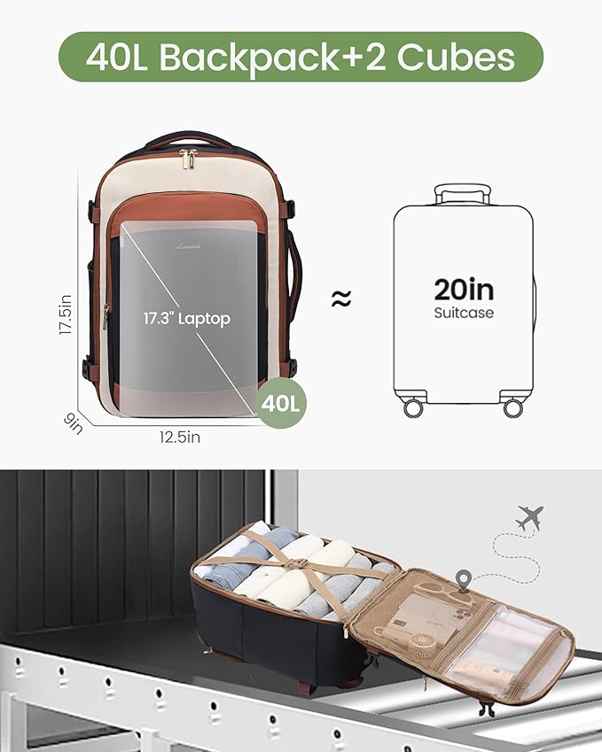 LOVEVOOK 40L Travel Backpack for Women & Men, Airline Approved Carry On Backpack - Image 5