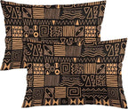 African Ethnic Pattern Throw Pillow Covers Set of 2 Queen Size Abstract Tribal by Unknown