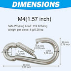 304 Stainless Steel Carabiners -1.57 inch Heavy Duty, Durable & Rust-Free Clips - Image 3