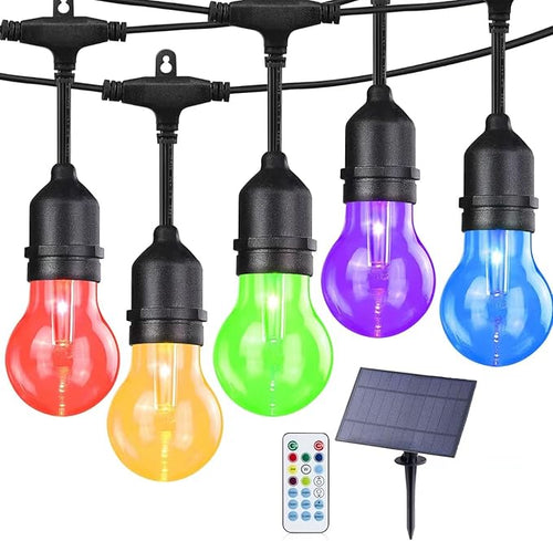 144FT Solar Outdoor String Lights, 45 Shatterproof E26 Edison LED Bulbs by IPStank