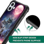 for iPhone 16 Case, Star Two Wolfs Howling Pattern Graphic Design Girl Boy Soft - Image 7