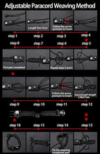 Survival Paracord Bracelet, Fire Starter, Waterproof SOS Light, Adjustable AK87 - Image 9