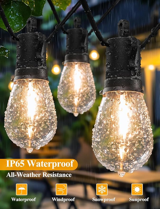 Brightever 25FT Outdoor String Lights Waterproof, LED Patio Lights - Image 5