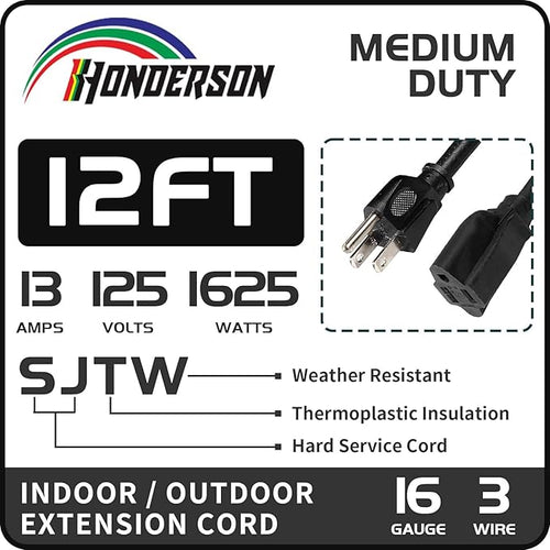 12FT 16/3 Outdoor Extension Cord - Image 2