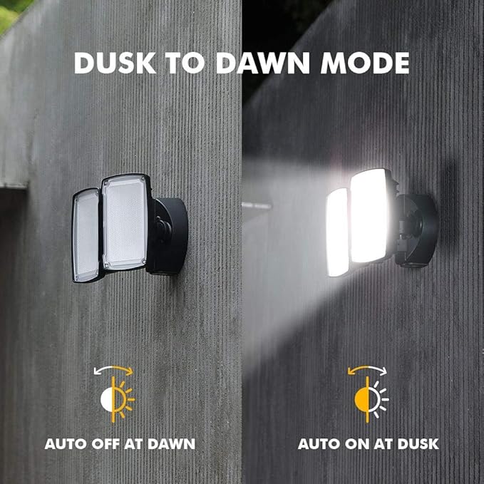 LUTEC 2 Packs LED 3500 Lumen 32W 5000K Integrated Dual-Head Floodlight Outdoor - Image 4