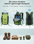 ECOHUB Small Hiking Backpack for Men Women, 20L Lightweight Travel Backpacks - Image 2