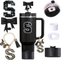 6pcs Black Stanley Cup Accessories Set, Bow Straw Topper by MOTEERLLU