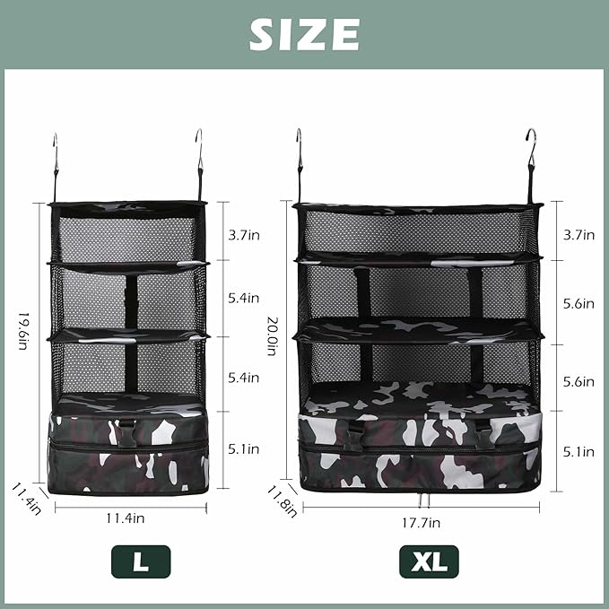 Surblue Hanging Closet Storage Bag Collapsible 3-Shelf Washable Oxford Fabric - Image 4