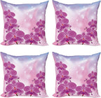 Ambesonne Floral Throw Pillow Cushion Case Pack of 4, Exotic Orchid Flowers by Ambesonne