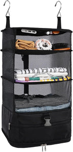 Surblue Hanging Closet Storage Bag Collapsible 3-Shelf Washable Oxford Fabric by SURBLUE