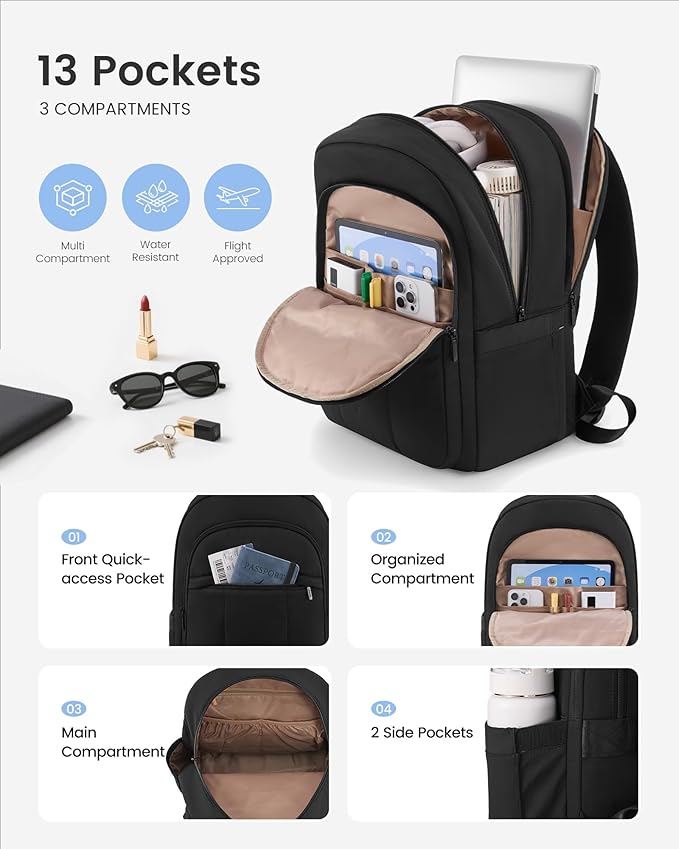 LOVEVOOK Laptop Backpack for Women, Puffer Travel Bag Fits 15.6 Inch Laptop - Image 4