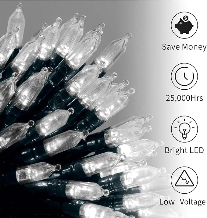 Brightown Battery Operated Christmas Lights 2 Pack 18 Feet 50 LED Clear Mini - Image 5