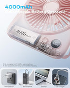 Otlonpe Portable Desk Fan 6.5 Inch, 4000mAh Rechargeable Battery Operated & USB - Image 3