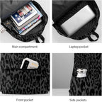 cfpolar 17 Inch Backpack Dark Gray Cheetah Leopard Print Laptop Bag Shoulder - Image 6