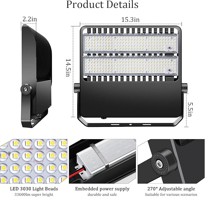 36000LM LED Stadium Flood Light Commercial 1500W Equivalent LED Arena Lighting - Image 5