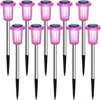 Solar Pathway Lights Gift for Mom 10 Pack Pink Solar Lights Outdoor Waterproof - Image 8