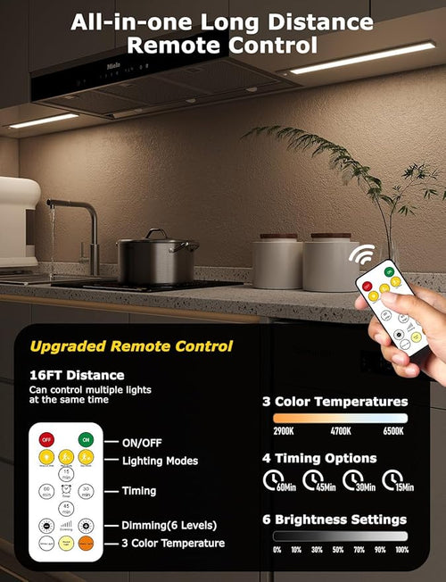 16" Ultra-Thin Under Cabinet Lighting Wireless, Aluminum Alloy Under Counter - Image 2