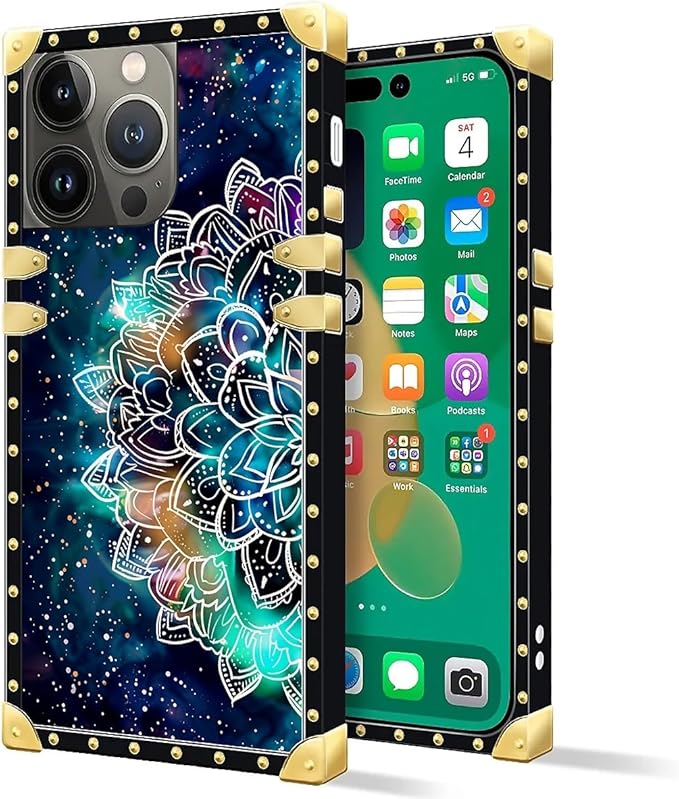 Compatible with iPhone 14 Pro Case, Starry Sky Colourful Mandala Luxury Golden - Image 2