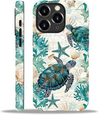 for iPhone 15 Pro Case, HH2 Ocean Sea Turtle Nautical Map Hybrid 2 Layer Hard by Unknown