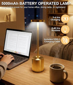 Swinerton Cordless Table Lamp Set of 2, Wireless 3 Color Dimmable Touch Lamp - Image 4
