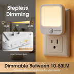 Motion Sensor Night Light Plug in, Dimmable Warm White Motion Activated LED - Image 2