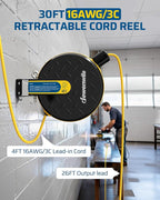 DEWENWILS 30FT Retractable Extension Cord Reel, Ceiling/Wall Mount 16/3 SJTW - Image 2