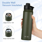 HASLE OUTFITTERS Insulated Water Bottle 22 oz Double Wall Stainless Steel Water - Image 4