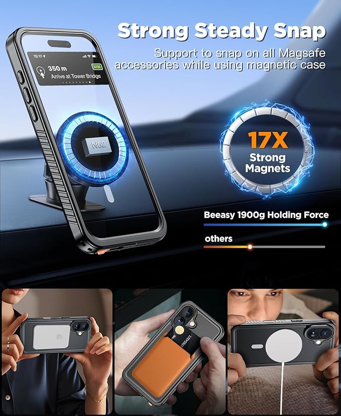 Beeasy for iPhone 12 Pro Max Waterproof Case, 360 Full Body Heavy Duty Phone - Image 5