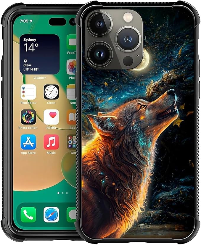 for iPhone 12 Pro Max Case, Star Cave Hungry Wolf Pattern Graphic Design Girl by FKBRCL4U