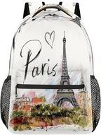 Backpacks France Paris Eiffel Tower House School Bag Student Bookbag Adjustable - Image 6