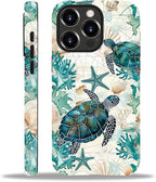 for iPhone 14 Pro Case, HH2 Ocean Sea Turtle Nautical Map Hybrid 2 Layer Hard by Unknown