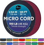 TECEUM Micro Paracord – 1.18 mm X 125 ft – Micro Utility Cord – Thin Braided by TECEUM