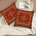 Red Oriental Persias Couch Pillow Covers 18 X 18 Boho Set of 2 Pillowcases - Image 3